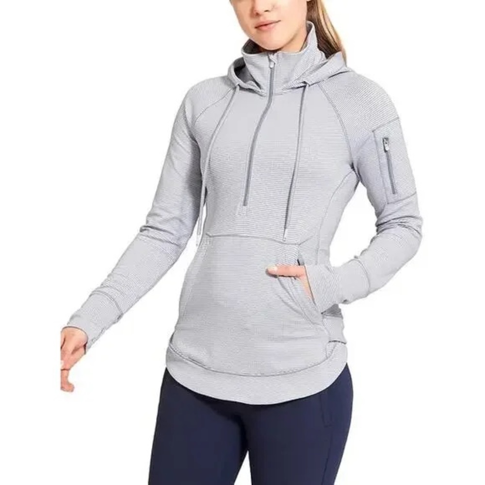 Athleta Heavenly Heights 1/4 Zip Striped Hoodie Top XS